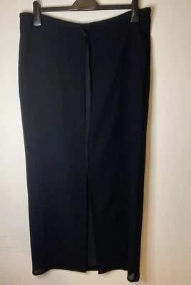 Jaeger Black Maxi Skirt Medium UK 12 100% Wool Long Lined Slit Drawstring - Image 1 of 4