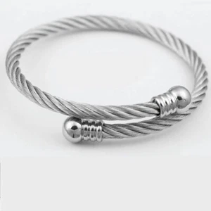 Herren 7" Hochglanzpolierter Edelstahl, Manschettenkabel verstellbar, Armband Box - Bild 1 von 3