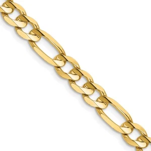 Real 14K Yellow Gold 20 inch 6mm Concave Open Figaro with Lobster Clasp Chain - Picture 1 of 6