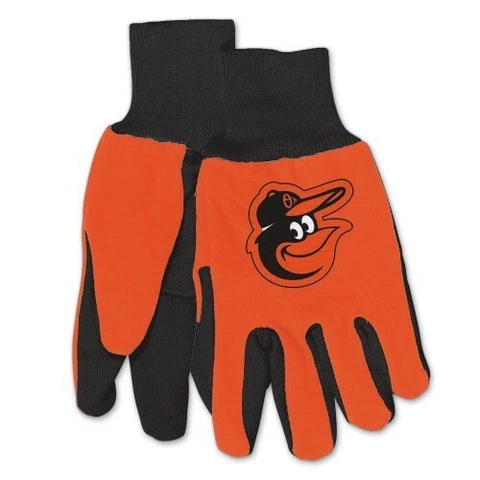 Baltimore Orioles Gloves Non Slip Work Utility Adult MLB Baseball Fan Palm Grip Cover
