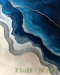 Arial View of Coastline Modern Abstract AI Print 8x10 100% Cotton Paper B20 - Imagen 1 de 5