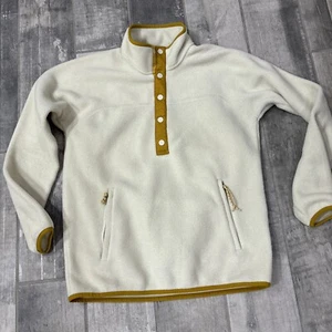 Burton Fleece Pullover Womens Small White Gold Trim Quarter Snap Up Outerwear - Picture 1 of 6