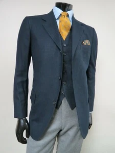 Classic J Press navy blue pin stripe three button jacket and vest ensemble 42 R - Picture 1 of 11