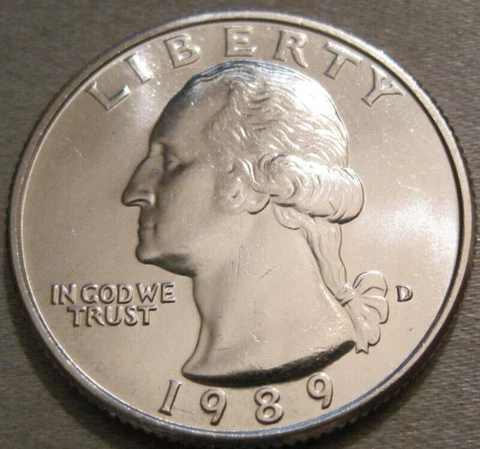 AS SHOWN - UNCIRCULATED 1989 D WASHINGTON QUARTER *** NICKEL CLAD COPPER *** 261 Cover