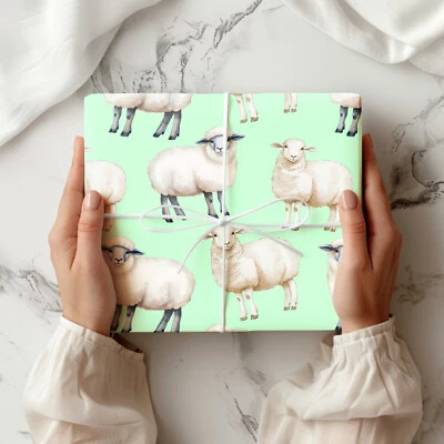 Sheep Gift Wrap – Watercolour Sheep Wrapping Paper for Farm & Country Lovers W83 - Image 1 of 4