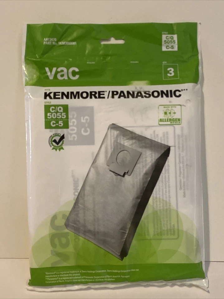 9 Kenmore Panasonic Vacuum Cleaner Bags C/q 5055 C-5 Aa10007 1km300001