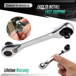 Mini llave de trinquete de enchufe rápido de doble extremo de 1/4" varilla destornillador broca herramientas EE. UU. - Imagen 1 de 9