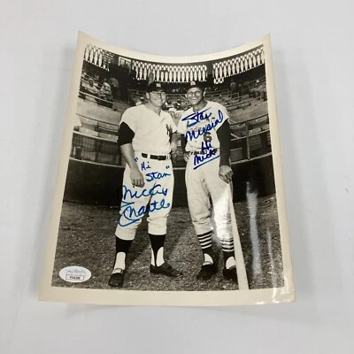 Mickey Mantle "Hi Stan" & Stan Musial "Hi Mick" Signed Inscribed 8x10 Photo JSA - Image 1 of 4