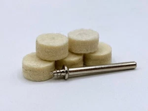 Herramienta giratoria ruedas de fieltro 5 piezas + barra central para pulir metal, piedra, vidrio - Imagen 1 de 2