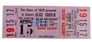 ALICE COOPER CONCERT TICKET ~ THE CLASS OF 1973 IN CONCERT ALICE COOPER ~UNUSED! - Picture 1 of 2