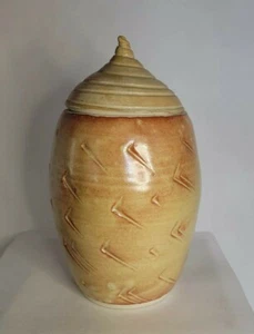 Studio ArtPottery - Stamped  JH Salt-Fired Urn, Jar or Canister - Handmade Art - Picture 1 of 12