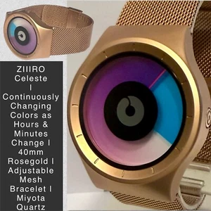 40mm MYSTERY HANDS | Constantly Changing Colors | Rosetone CELESTE ZIIIRO Watch - Picture 1 of 12