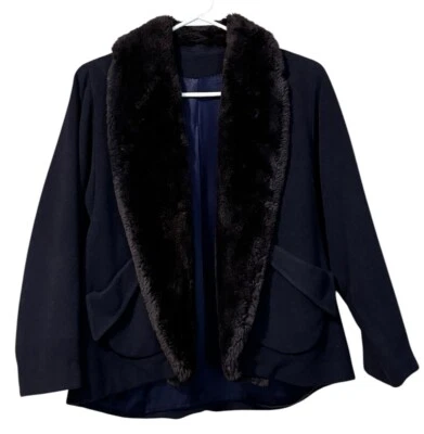 FORSTMANN Lana Angora Cabello Mujeres Azul Imitación Piel Cuello Talla Medida y Falda De Colección Foto 1 de 4