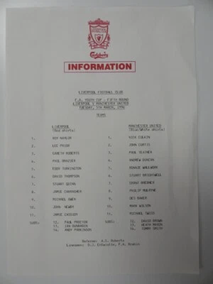 LIVERPOOL v MANCHESTER U | FA YOUTH CUP 5 | 1995/1996 | 5 MAR 1996 | UK FREEPOST - Image 1 of 2