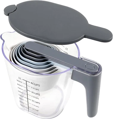 Measuring Cups and Spoons Set 10 Pieces, Stackable Measuring Cup with Lid, Kitch - Image 1 of 4