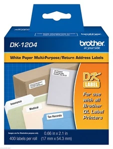 Etiquetas blancas de dirección de devolución Brother DK1204 para impresoras de etiquetas QL580N, QL-580N - Imagen 1 de 1