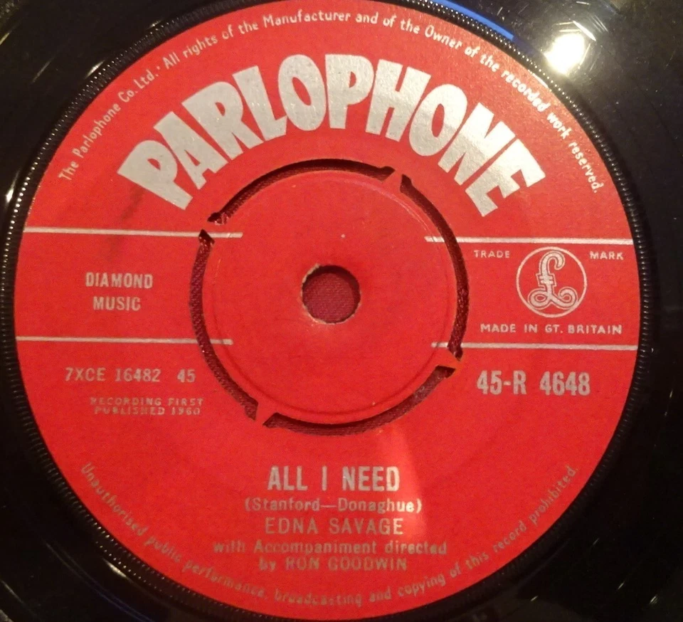 EDNA SAVAGE-ALL I NEED--EVERY DAY-(BUDDY HOLLY-EFFORT)-7" VINYL 45-1987-V/G+ - Image 1 of 1