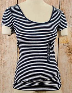 NWT Womens GAP S/S Fitted Stretch Tee Scoop Neck Tapestry Navy Stripe - 415539 - Picture 1 of 4