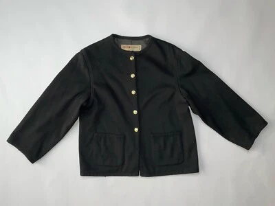 Saint Laurent Rive Gauche Vintage YSL Early 1970s Wool Cable Trim Boxy Jacket 44 - Image 1 of 4