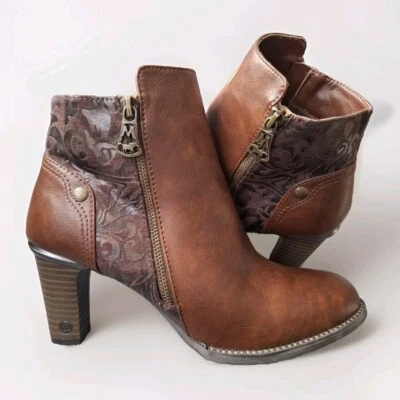 MUSTANG Women's  Ankle Heel Boots brown size 8 UK  - Image 1 of 4