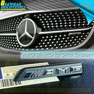 AMG Front Diamond Grille Emblem Chrome fit Mercedes Benz Radiator Badge C43 E43