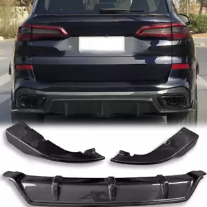 Carbon Fiber Rear Bumper Lip Diffuser Spoiler 3Pcs For BMW X5 G05 M 2019-2023 - Picture 1 of 8