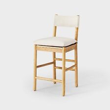 Emery Wood Barstool with Upholstered Seat and Sling Back - Threshold designed