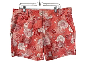 Isaac Mizrahi Damenshorts Größe 16 Blumenmuster rosa weiß hoher Bund Schrittlänge 6 Zoll - Bild 1 von 12