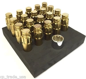 NRG STEEL LUG NUTS WITH DUST CAP COVER SET 12 x1.25 CHROME GOLD - Picture 1 of 3