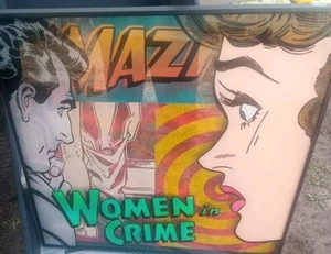 Women In Crime Mixed Media Plexiglass And Collage Comic Style Art Wall Hanging F - Picture 1 of 11