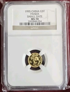 1995 1/20 Oz  China Gold Panda 5 YUAN  . SMALL DATE.FLAWLESS .LUSTROUS NGC-MS70  - Picture 1 of 8