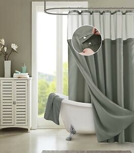 Dainty Home Complete 2 in 1 Waffle Weave Shower Curtain With Detachable Liner