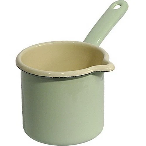 Riess Emaille Schnabeltopf mit Stiel 0,75 l grün Milchtopf Emailletopf Pastell - Bild 1 von 1