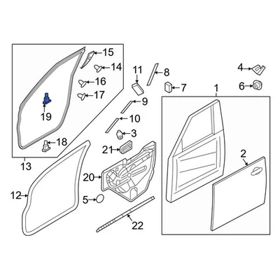 For Nissan Armada 2020-2024 Nissan 8085089923 Right Door Seal Clip - Image 1 of 2