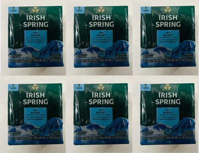 6X Irish Spring Deodorant Soap Bar -Icy Blast (18 Soaps Total)( 3.7 oz Soap Bar) - Image 1 of 4