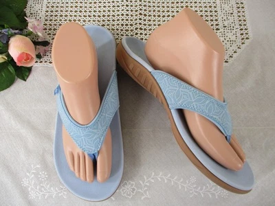 Spenco Yumi Boheme Orthotic Flip Flop Sandals in Powder Blue, Women's size 10 - Image 1 of 4