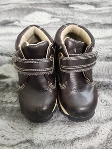 Faded Glory Toddler Hiking Strap Boots Brown Faux Leather Size 7 Rugged Style - Picture 1 of 9