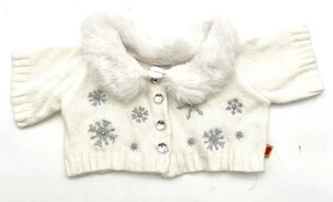 Suéter Build-A-Bear Blanco Copo de Nieve Cuello de Piel Sintética Vacaciones Invierno Conjunto Top - Imagen 1 de 3
