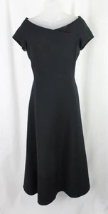 Christian Dior Women's Black Wool Silk Blend Long Sleeve Bow Accent Midi Dress 8 - Picture 1 of 4