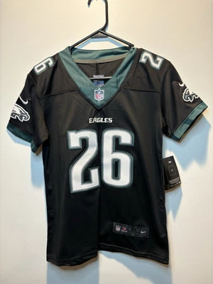 New! Youth Medium (age 10-12) Philadelphia Eagles Saquon Barkley Black Jersey - Image 1 of 4