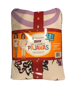 2 pair Girl's size 8 Pajamas (4 pieces) Cats Members Mark - Picture 1 of 2