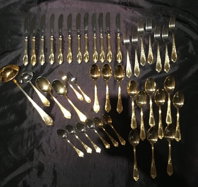 Besteck Rema Lux / Solingen 18/8; 18/10 43 Teile 23 Karat Hartvergoldet, - Bild 1 von 4