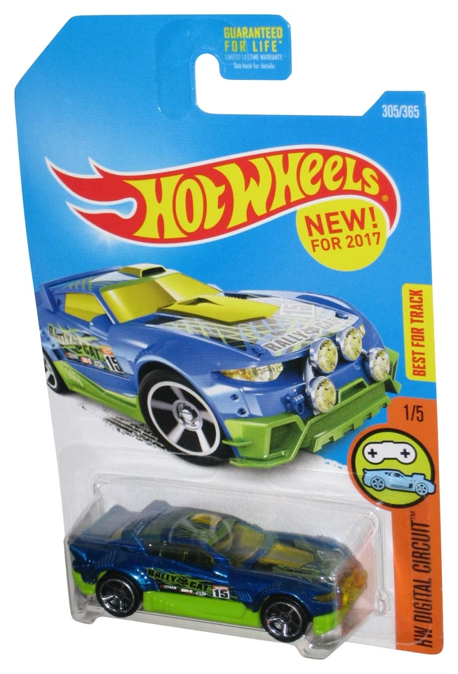 Hot Wheels HW Digitcal Circuit 1/5 (2017) Blue & Green Rally Cat Toy Car 305/365 - Image 1 of 1