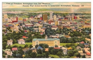 Postal de colección vista del centro de Birmingham desde Red Mountain, Birmingham, AL - Imagen 1 de 2