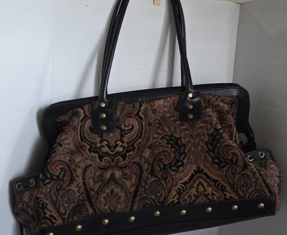 ANA - черный и золотой гобелен сумка с короткими ручками Hobo наплечная сумка - Мэри Поппинс сумка! 20x6x11 - Изображение 1 из 4