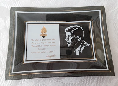 Vintage 1960s John F Kennedy American President Glass Dish "Longfellow Quote" - Image 1 of 4