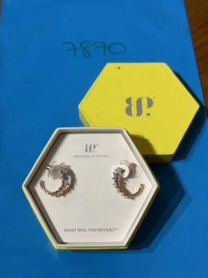 NIB Bomb Party Earring RBP5932 Totally Yours LC Bl Topaz Ice Crystal Rose Gold P - Image 1 of 4