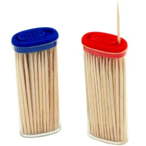 Chef Craft Pocket Toothpicks 2 Piece Set Bamboo 60 Count Natural Containers - Picture 1 of 2