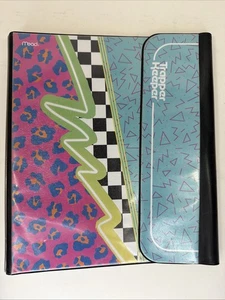 Mead 1980s Trapper Keeper Retro Binder Folder Memphis Design 12 3/16" x 11 1/4" - Picture 1 of 8