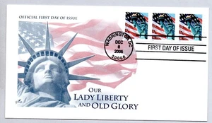 #3968 UNITED STATES FLAG & STATUE OF LIBERTY PLATE COIL NUMBER ARTCRAFT FDC - Picture 1 of 1
